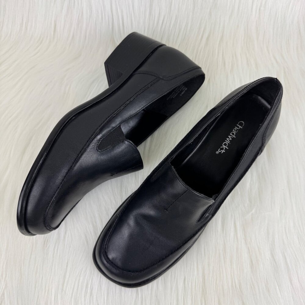 Chadwicks Black Leather Slip-On Loafers
